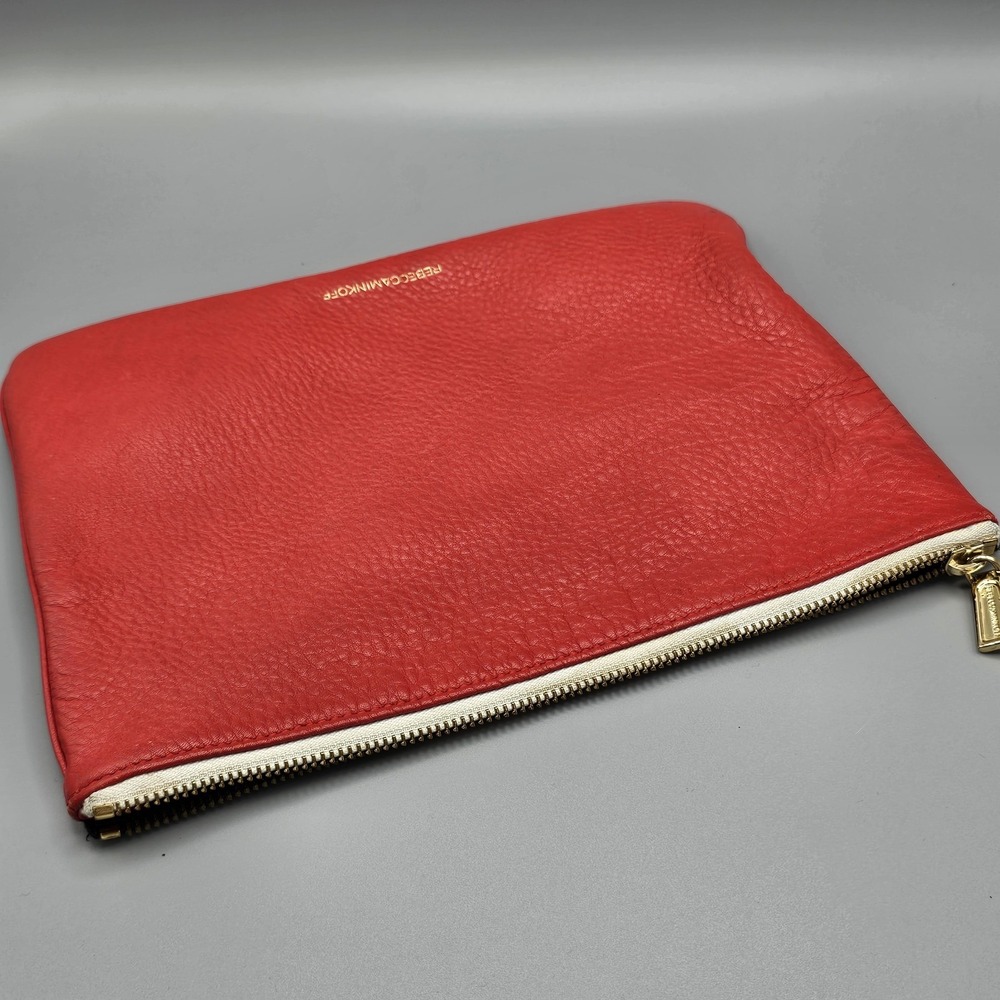 Rebecca Minkoff Monogram "D" Jody Pouch Red Leather Size Medium - Picture 4 of 11